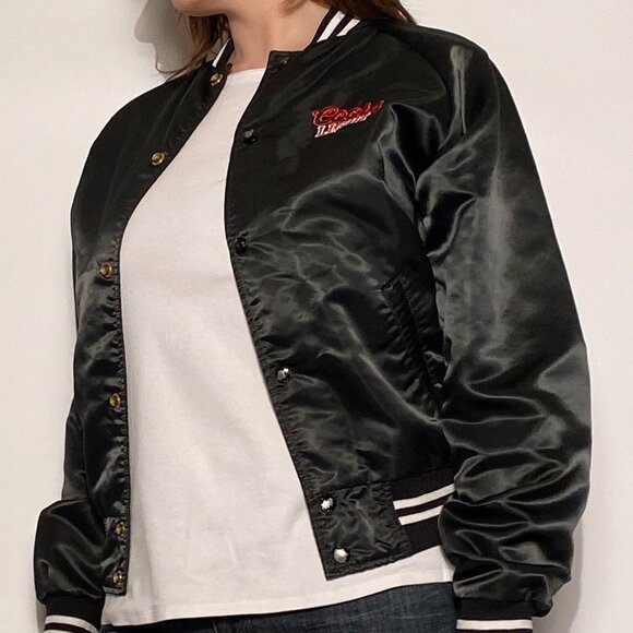 Vintage 1980s COORS LIGHT Beer Embroidered Satin Bomber Jacket! Small to Medium - Picture 5 of 14